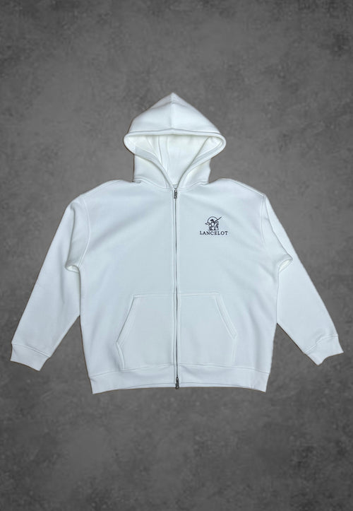 PULL À CAPUCHE ZIPPÉ BLANC - LANCELOT
