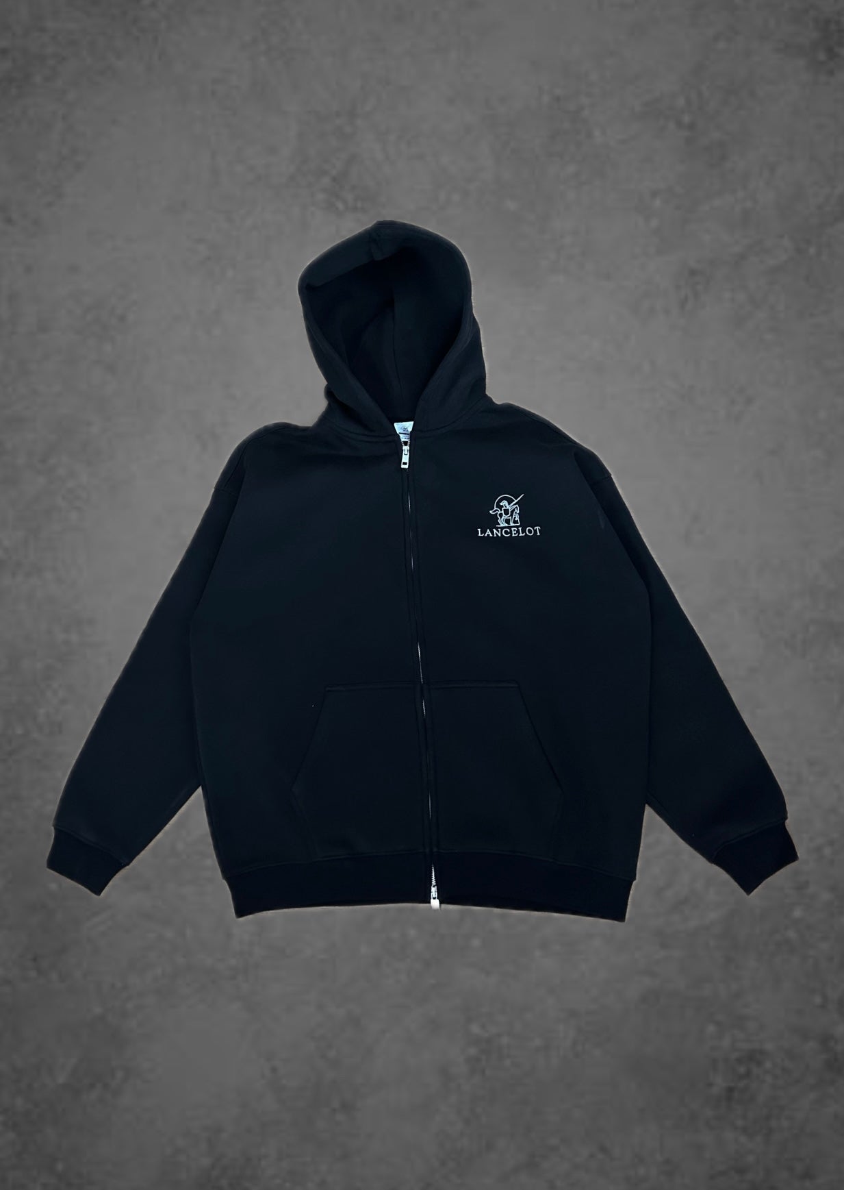 PULL À CAPUCHE ZIPPÉ NOIR - LANCELOT