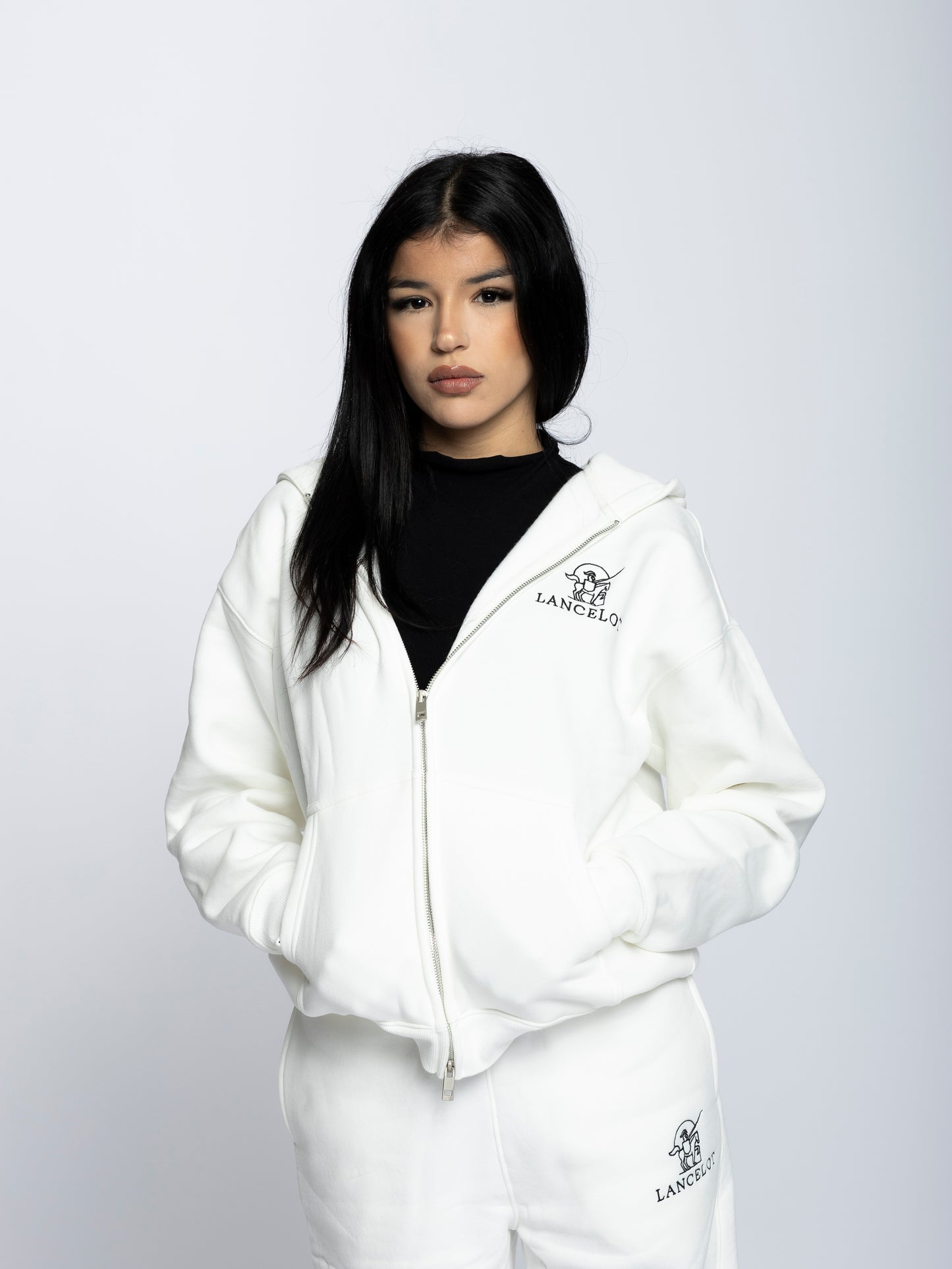 PULL À CAPUCHE ZIPPÉ BLANC - LANCELOT