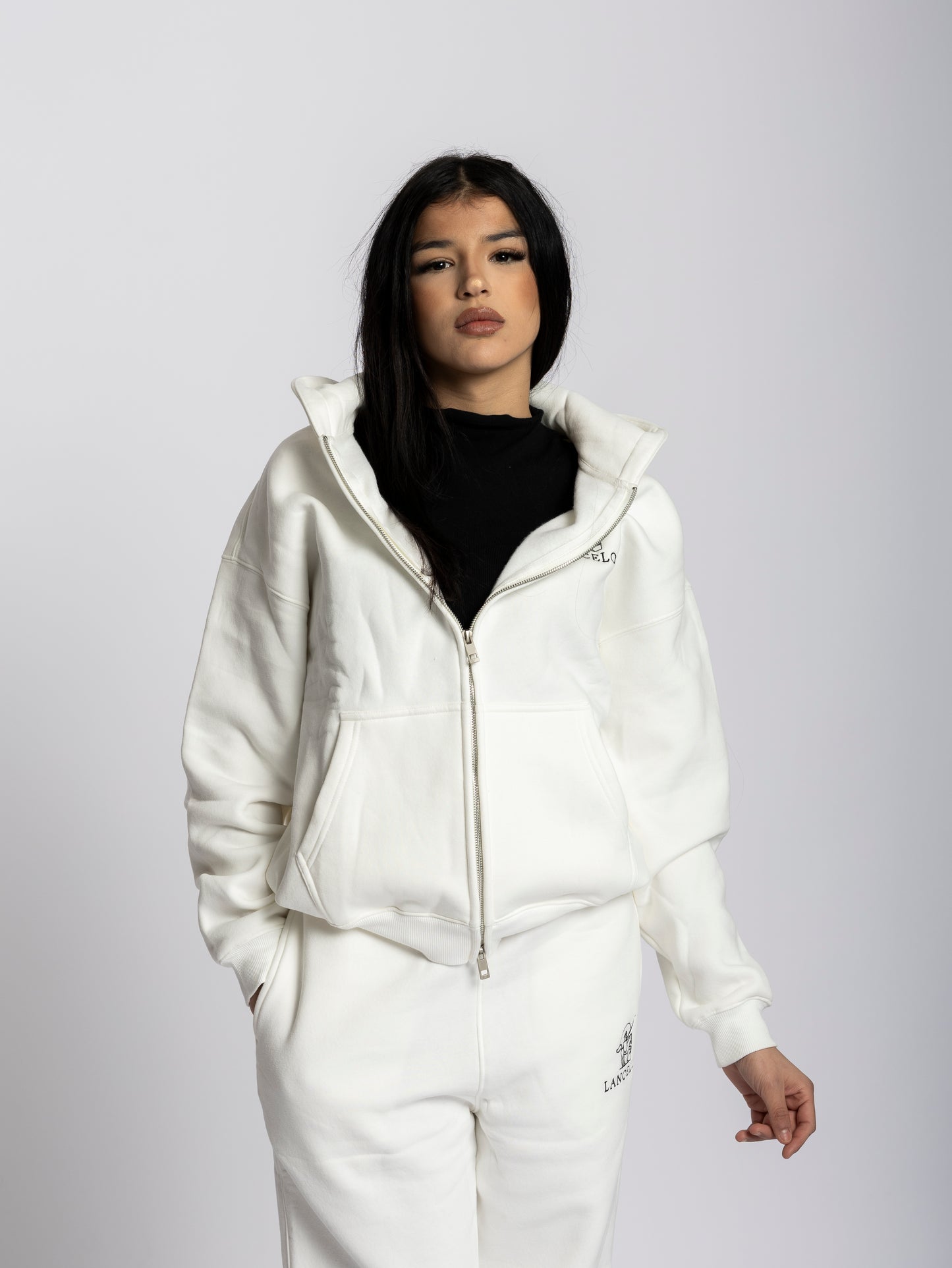 PULL À CAPUCHE ZIPPÉ BLANC - LANCELOT