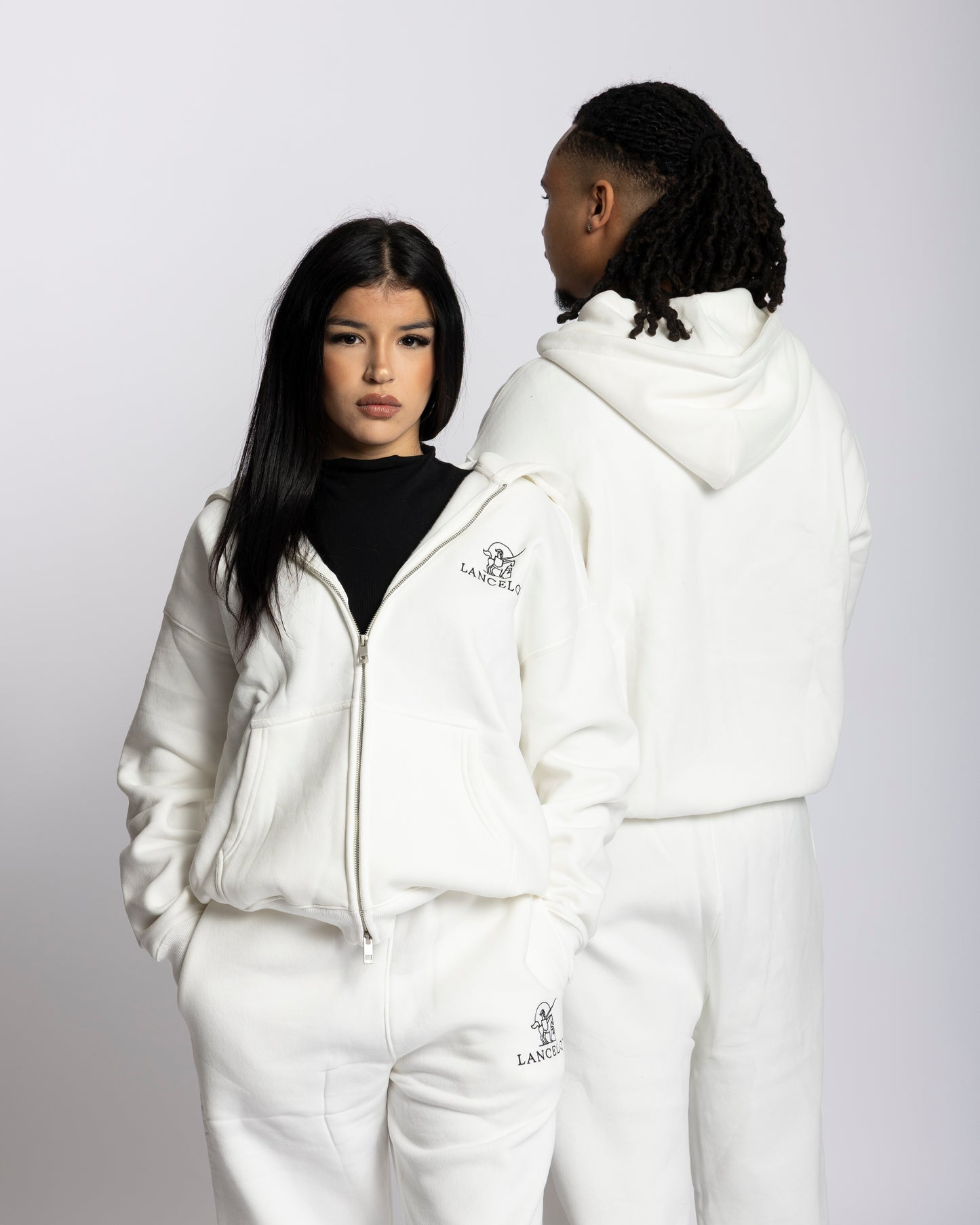 PULL À CAPUCHE ZIPPÉ BLANC - LANCELOT