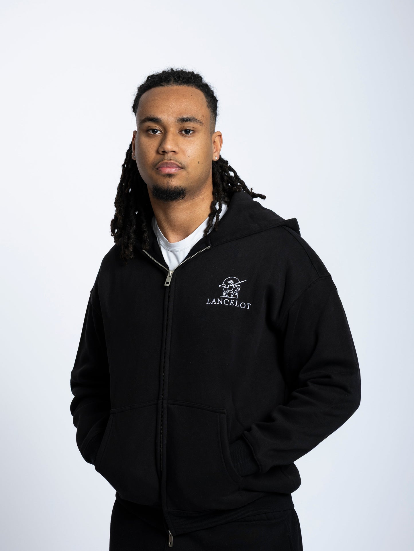 PULL À CAPUCHE ZIPPÉ NOIR - LANCELOT